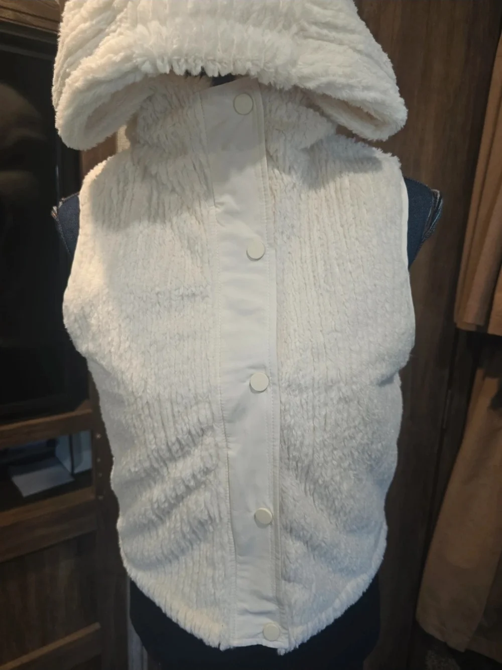 BKE Cream Hooded Quilted Vest